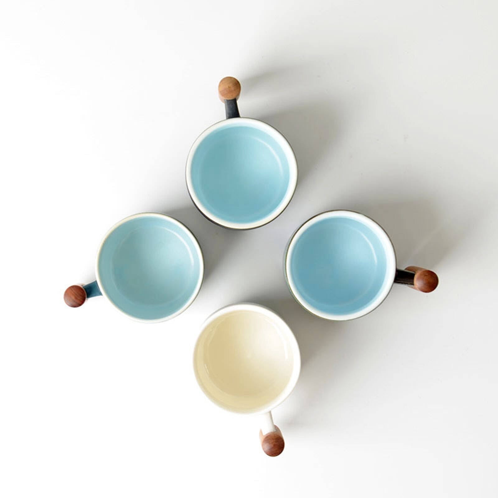 ACDANC 2026 New 4Pcs Espresso Cups Smooth Ergonomic Grip Espresso Cups Set of 4 Handcrafted Color Blend Double Espresso Cups for Coffee,Tea,Espresso,White