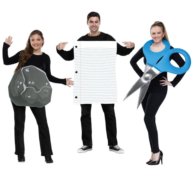 Rock, Paper, Scissors 3 pack Couples Halloween Costume for Unisex Adults, One Size Fit, by Fun World