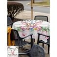 thumbnail image 4 of Outdoor Tablecloth with Umbrella Hole and Zipper, Easter Square Table Cloth 54x54 Inch Waterproof Tablecloth, Spring Farmhouse Watercolor Bunny Flower Wood Grain Picnic Table Cover for Patio Camping, 4 of 7