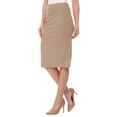 thumbnail image 2 of Women's Casual Elastic Band High Waist Stretch Office Work Solid Midi Skirt, 2 of 6