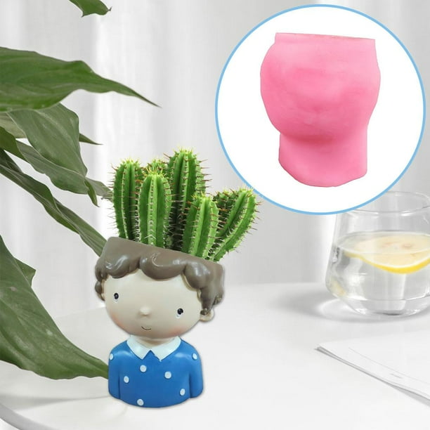 Molde de maceta de silicona para niñas para plantas suculentas, herramienta de decoración de bonsái de jardín artesanal de resina hecha a mano, moldes 85x90x108mm Soledad Molde de silicona