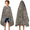 thumbnail image 3 of Black and Tan Leopard Print Hooded Bath Towel，50"x30" for Ages 3 To 12 Kids, Quick Dry Lightweight Soft Microfiber Hood Beach Towel Cover Up for Kids, 3 of 7
