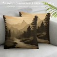 thumbnail image 3 of COMIO  River Throw Pillow Cushion Cover, Nature Theme The Silhouette of The Mountains Trees and River Landscape Print, Decorative Square Accent Pillow Case, Pale Brown, 3 of 5