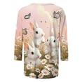 thumbnail image 4 of Idoravan 3/4 Sleeve Tops for Women Trendy Women's Easter Print Loose Casual Round Neck Three-Quarter Sleeve T-Shirt Pullover, 4 of 5