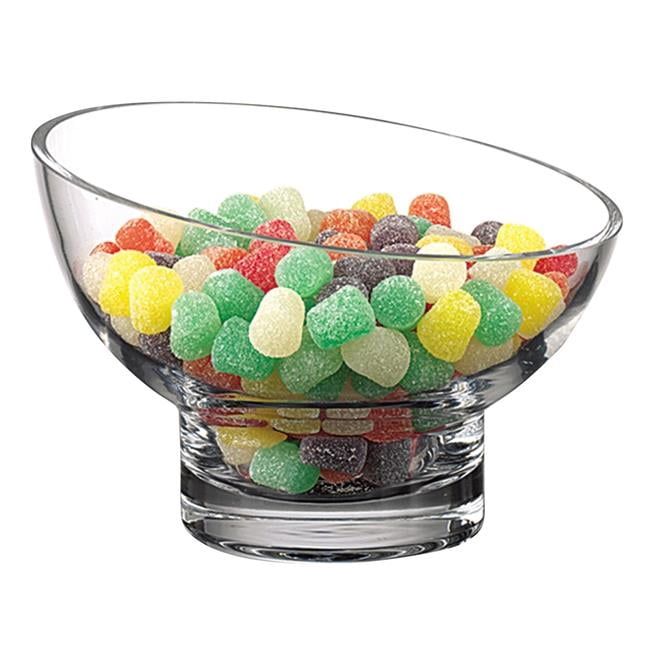 HomeRoots 7' Mouth Blown Lead Free Slant Cut Candy Serving Glass Bowl,