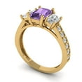 thumbnail image 2 of 1.88 ct Emerald Cut Simulated Alexandrite 3 Stone 18K Yellow Gold Womens Engagement Ring, 2 of 5