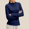 thumbnail image 2 of Summer Tops for Women Long Sleeve High Elasticity Fitted Yoga Running Suit For Fitness And Yoga Thermal V Neck Tops Women Long Sleeve Dress Blouse Undershirt Short Womens Camisole Navy L, 2 of 5