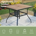 thumbnail image 5 of 37" Square Patio Dining Table Outdoor Furniture Table for Backyard Bistro Garden Deck, Imitation Wood Table Top, 1.57” Umbrella Hole, 5 of 7