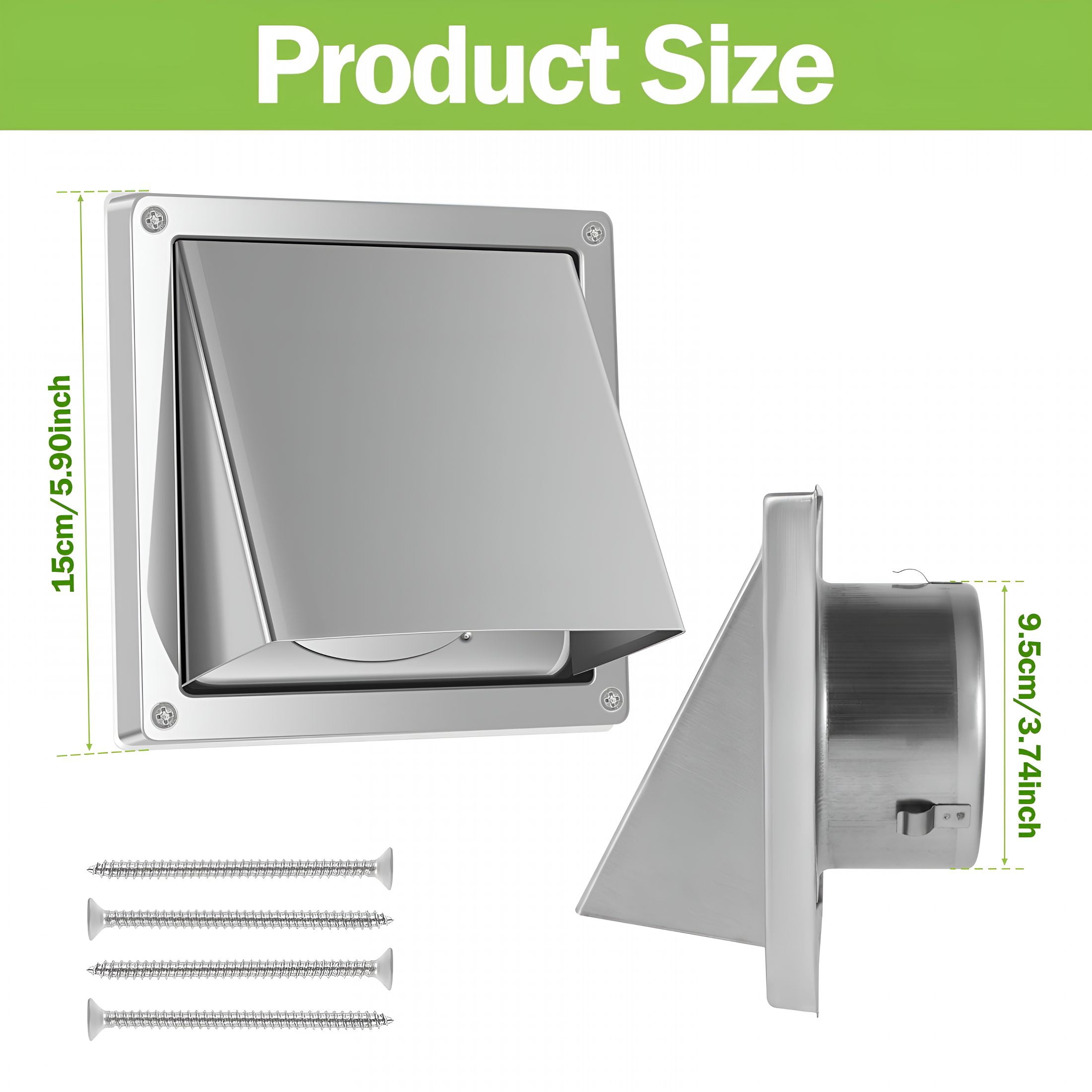 ZHZFKQ 2026 New 4 Inch Dryer Vent Cover,Stainless Steel Wall Exhaust Covers with 4 Screw Washers for Exterior Wall, Laundry Room, Bathroom, Kitchen Weather Proof Exterior Wall Vent Cover