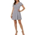 thumbnail image 2 of Allegra K Women's V Neck Short Sleeve Button Up Chiffon Floral Flowy Dress, 2 of 6