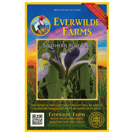 Everwilde Farms - 60 Southern Blue Flag Iris Native Wildflower Seeds - Gold Vault Jumbo Bulk Seed