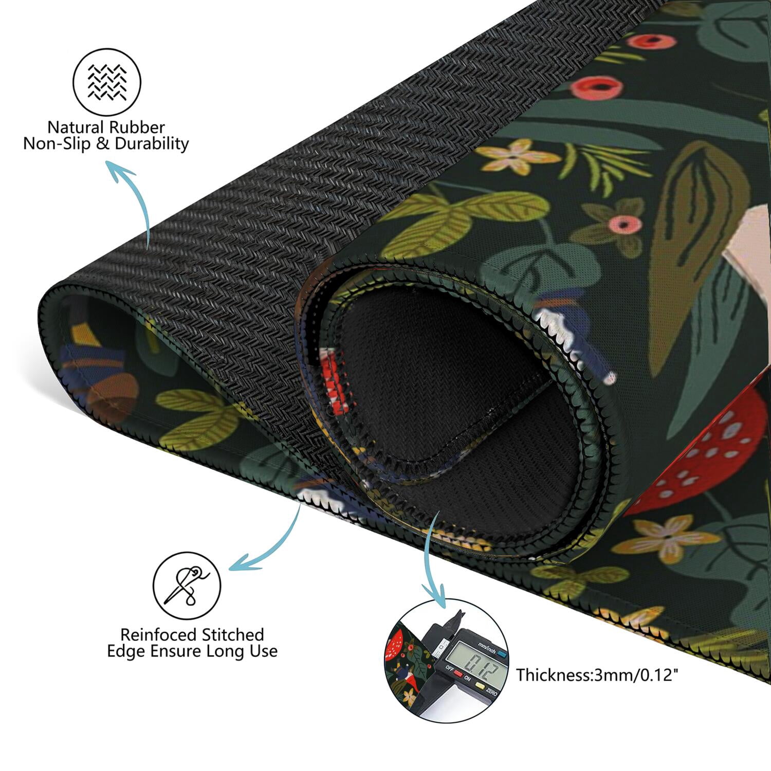 31.5 Inch Plants Inspired Game Surface Constructed from Durable Rubber Featuring Anti-Slip Grip Backing and Noise Dampening for Tiles Board Games