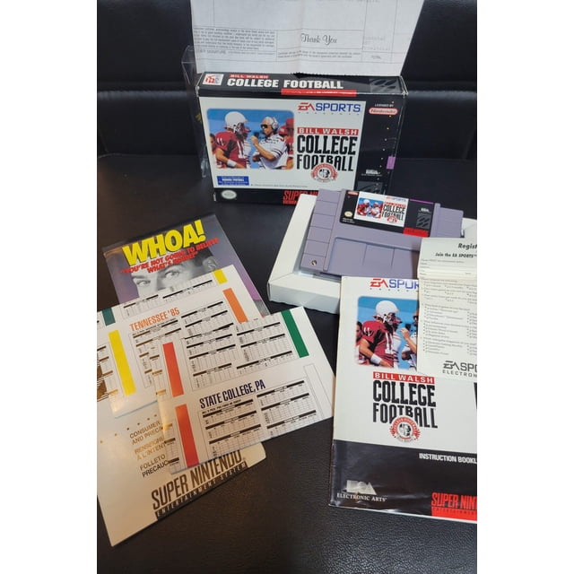 Bill Walsh: College Football + ORIGINAL RECEIPT (SNES) - Super Nintendo Ent. 1993 IMMACULATE Condition FACTORY PLASTIC - (CIB)