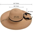 thumbnail image 4 of Womens Floppy Summer Sun Beach Straw Hat, Foldable Wide Brim Hats with Bowknot UPF50, 4 of 7