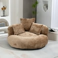 thumbnail image 4 of Oversized Chenille Bean Bag Sofa Bed Indoor,Modern Lazy Couch with High Back,Comfy Cozy Chaise Longue Chair with 3 Plliows for Living Room,Apartment,Coffee, 4 of 7