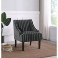 thumbnail image 2 of HomePop Chaise d'Appoint Traditionnelle en Bois et Tissu Motif Rayé Noir, 2 of 12