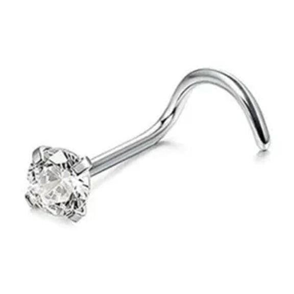 K-KED 1* Stainless Steel Crystal Piercing Nose Ring Nose Stud Rings Body Delicate Jewelry G-ca_-Silver
