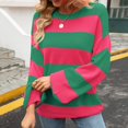 thumbnail image 4 of Women's Sweaters Trendy Long Sleeve Color Block Stripe Knit Pullover Fall Outfits Clothes,Hot Pink,S, 4 of 8