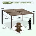 thumbnail image 5 of MELLCOM Gazebo 12x16 with Adjustable Polycarbonate Roofs, All Aluminum Frame Permanent Pergola for Patio, Outdoor Freestanding Shelter, Dark Brown, 5 of 5