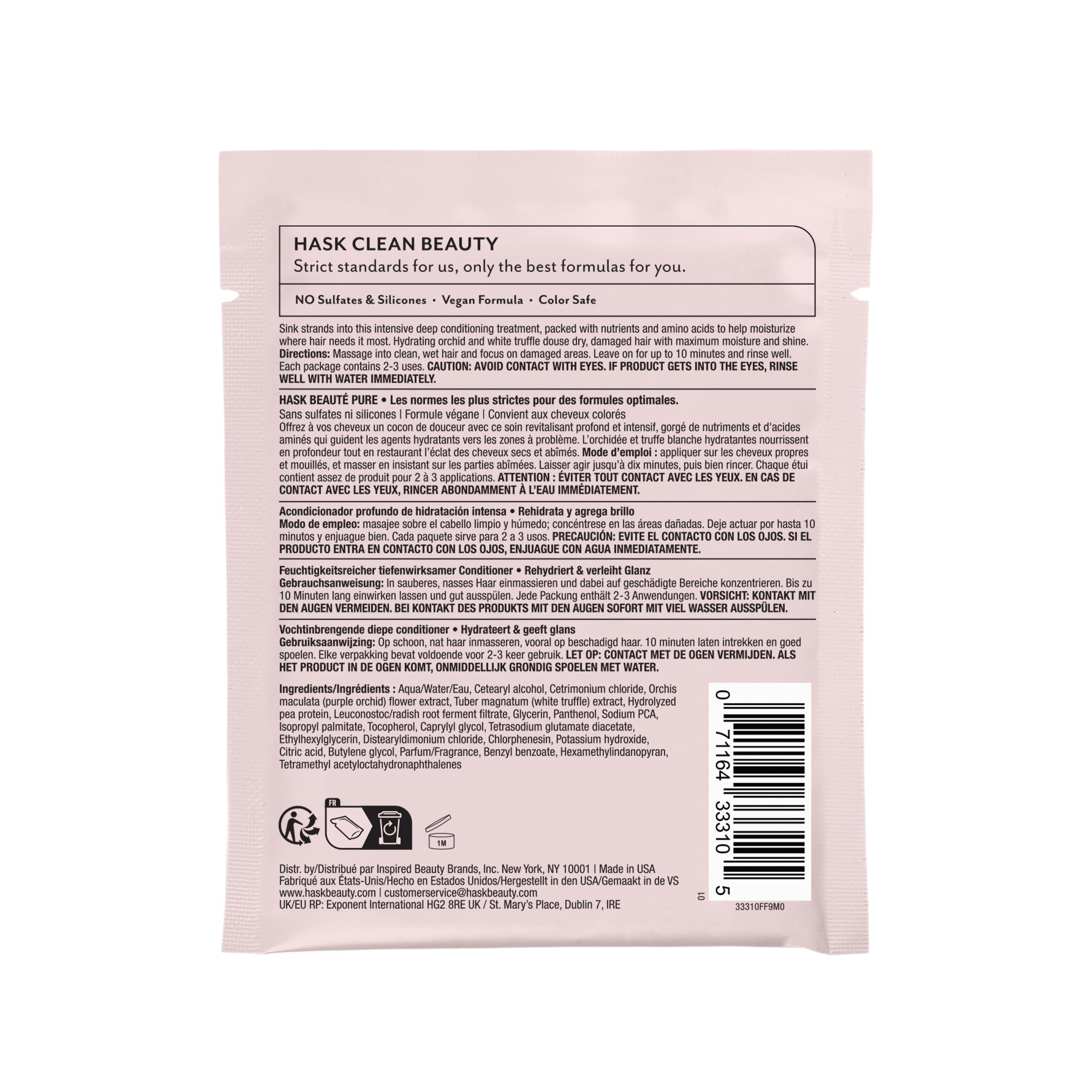 (3 pack) Hask Orchid & White Truffle Moisture Rich Deep Conditioner Packet, 1.75 oz