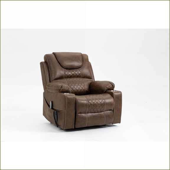 Recliners, Oversized Lift Chair with OKIN Motor for Big & Tall, 180° Flat Lay | Walnut Brown | Velvet