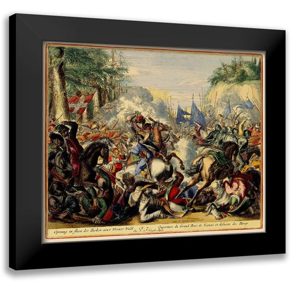 De Hooghe 14x12 Black Modern Framed Museum Art Print Titled - Vienna Austria Siege 7 - DeHooghe 1683