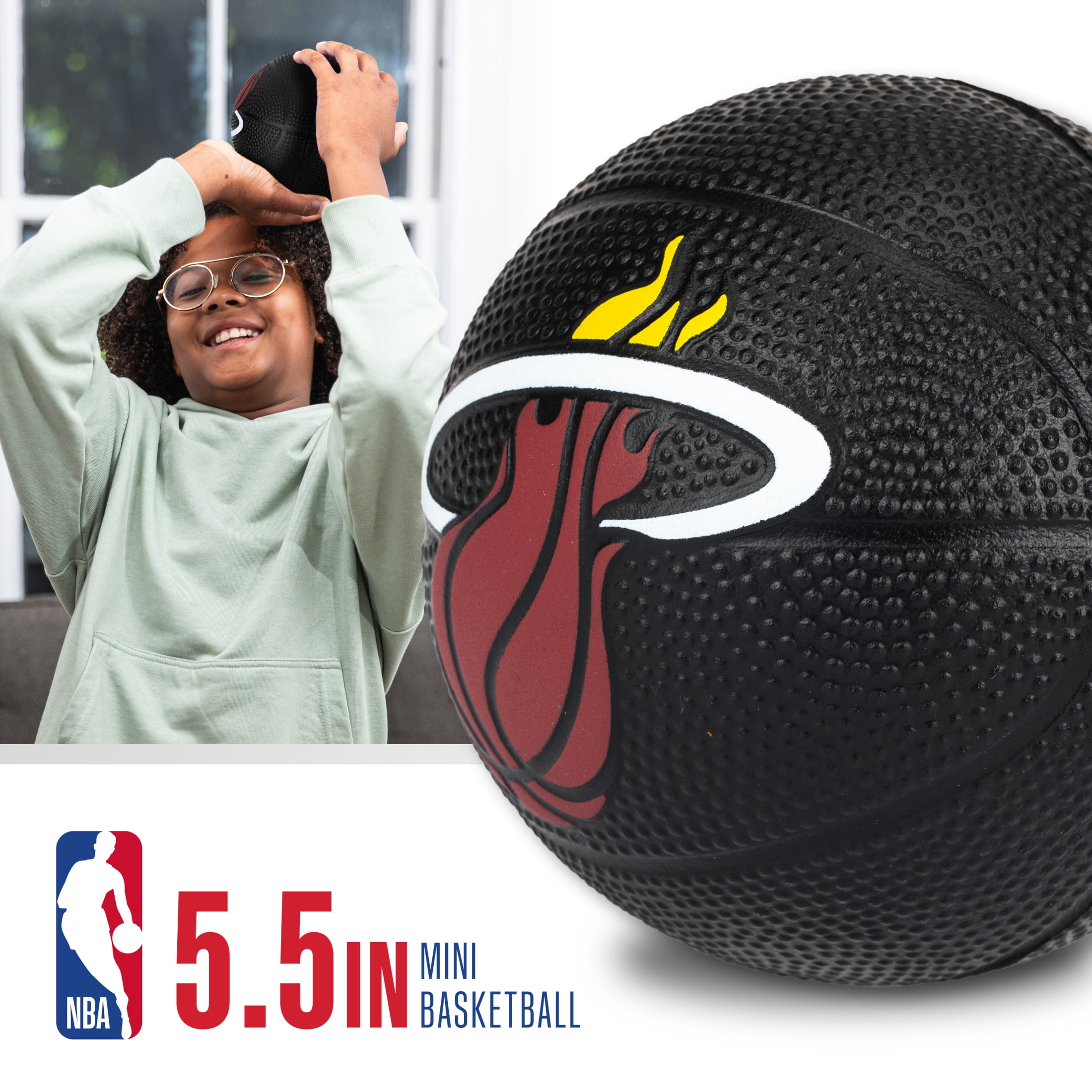 Franklin Sports NBA Miami Heat Mini Foam Basketball - Kids 5.5" Inch Toy Basketball for Over the Door + Mini Indoor Basketball Hoops - NBA Fan Shop Soft Foam Indoor Kids Basketballs