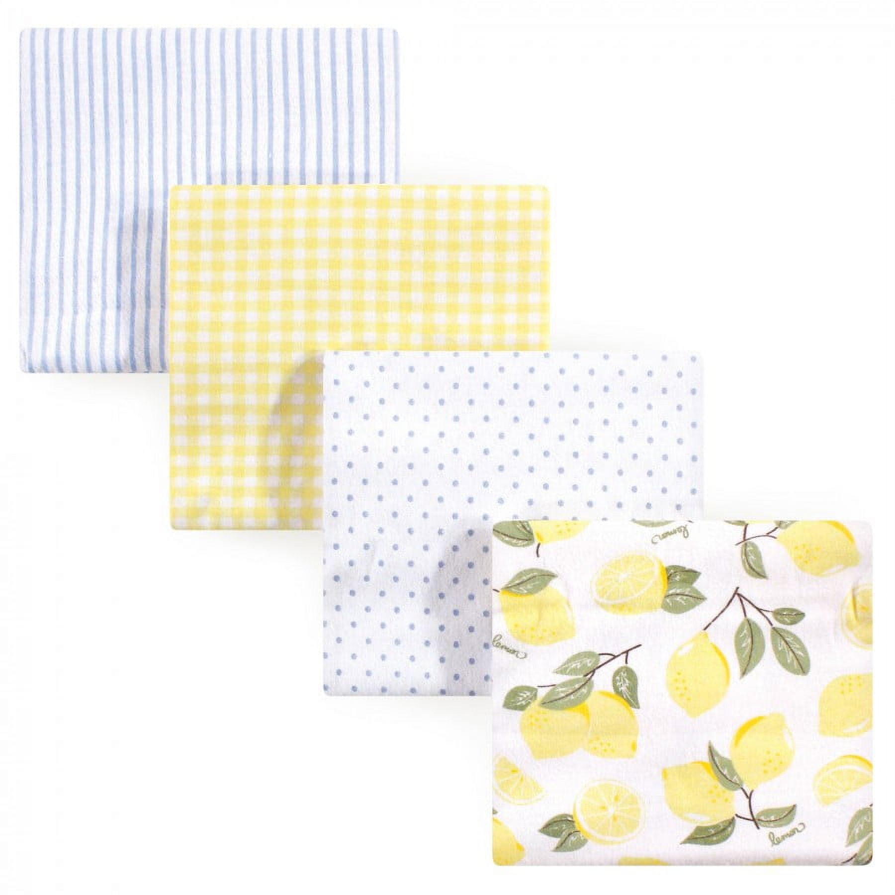 Hudson Baby Infant Girl Cotton Flannel Receiving Blankets Bundle Set, Lemons 8-Pack, One Size