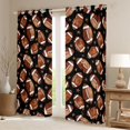 thumbnail image 2 of Erosebridal Brown Rugby Stars Print Black Out Curtains,American Ball Football Theme Curtains Pack of 2 (42x63 Each) For Kids, 2 of 7