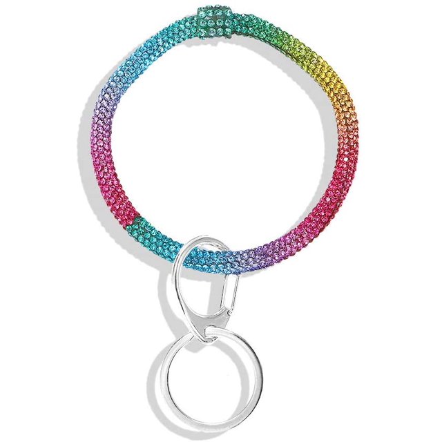 Key Ring & Wrist Bangle Bracelet - Round Circle Keychain Organizer Hands-Free Wrist Holder AB