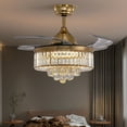 thumbnail image 5 of HOOMEDELIER 36" Chandelier Ceiling Fan with Remote, Crystal Beads Framed Fan with 4 Retractable Blades Smart Indoor Fandelier Fan, 5 of 10