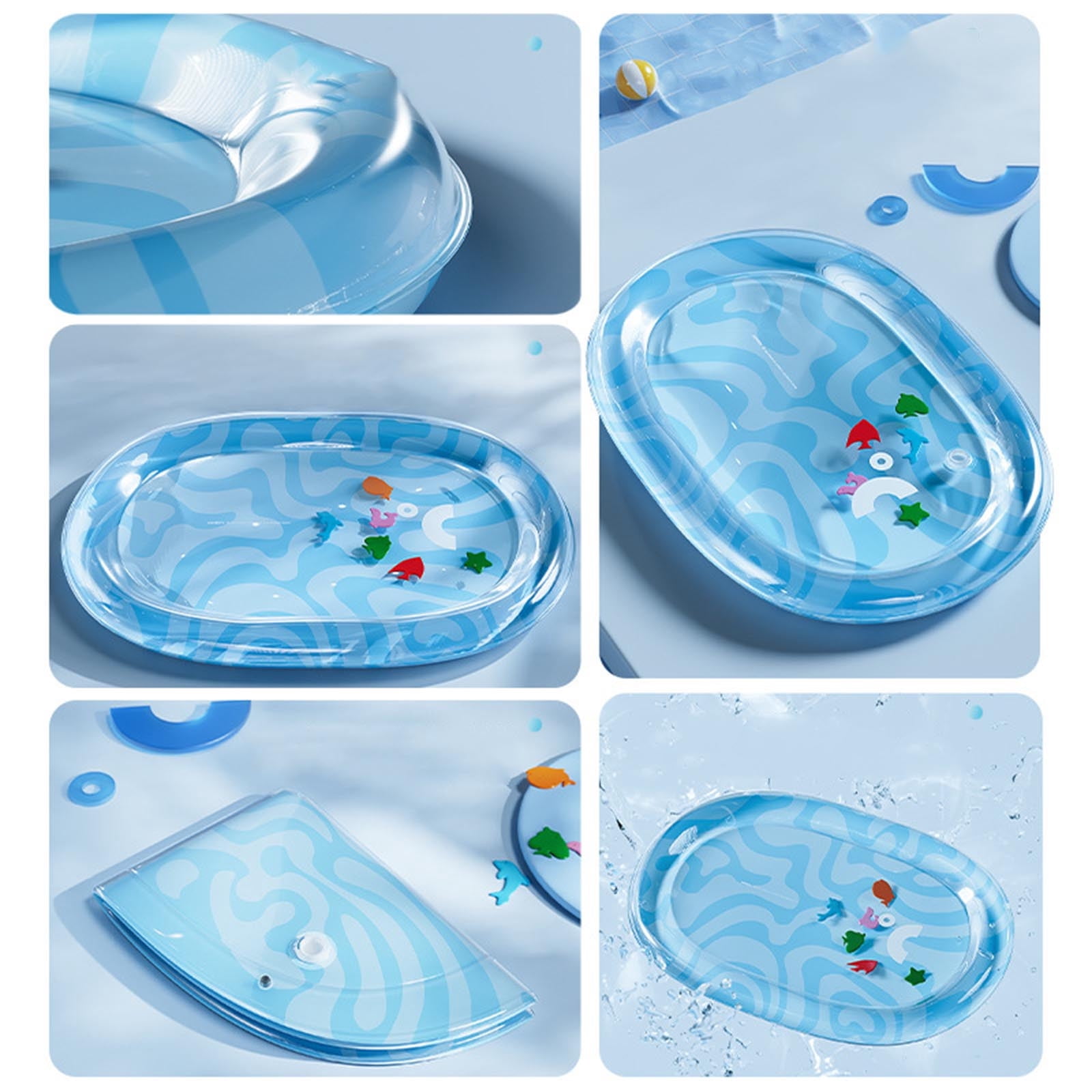 Pet Cooling Pad for Dogs & Cats Thick Waterproof Stain-Resistant Water Mat with Sensory Floating Fish Interactive Play Mat for Summer Indoor Outdoor Travel Use