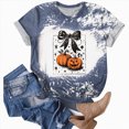 thumbnail image 7 of NOLDARES Halloween Bow Pumpkin Shirt for Women Spooky Season Graphic T Shirt Fall Halloween Short Sleeve Tee Tops,Blue,XL, 7 of 7