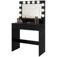 thumbnail image 1 of CoSoTower Vanity Table, Makeup Dressing Table with LED Lighting Mirror, Drawers, for Bedroom, Black, 1 of 7