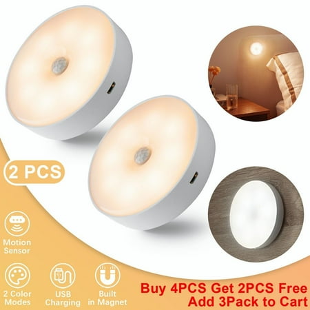

Htwon 2PCS LED Wireless Motion Sensor Night Light Wall Cabinet Closet Stair Baby Lamp