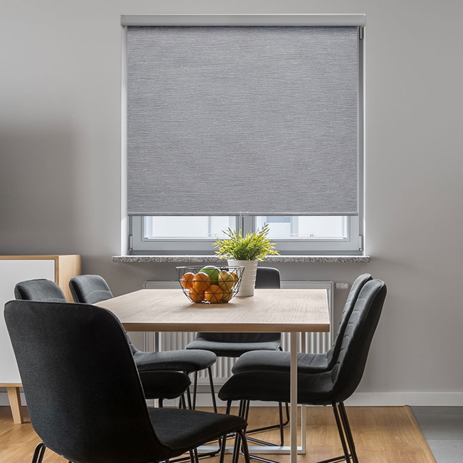 Keego No Drill Cordless Roller Shades No Tools Blinds Tension Blackout Roller Shades for Window Easy to Install Custom Size Shades (Dark Grey Blackout, 31"W x 42"H)