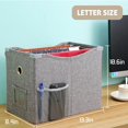 thumbnail image 6 of Office Document Box, Linen File Box with Metal Slide, Hanging File Organizer, Decorative Storage Boxes,Foldable Folder Storage Box, Desktop File Rack, Mass Storage Box -2 Piece Gray, 6 of 8