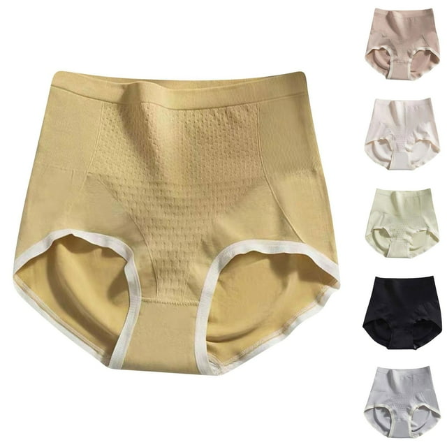 Sentmoon Panties Plus Size Stretchy Seamless Underwear No Pinching Hip Lift Postpartum High Waisted Bikini Breathable and Comfortable for Beach and Pool Beige