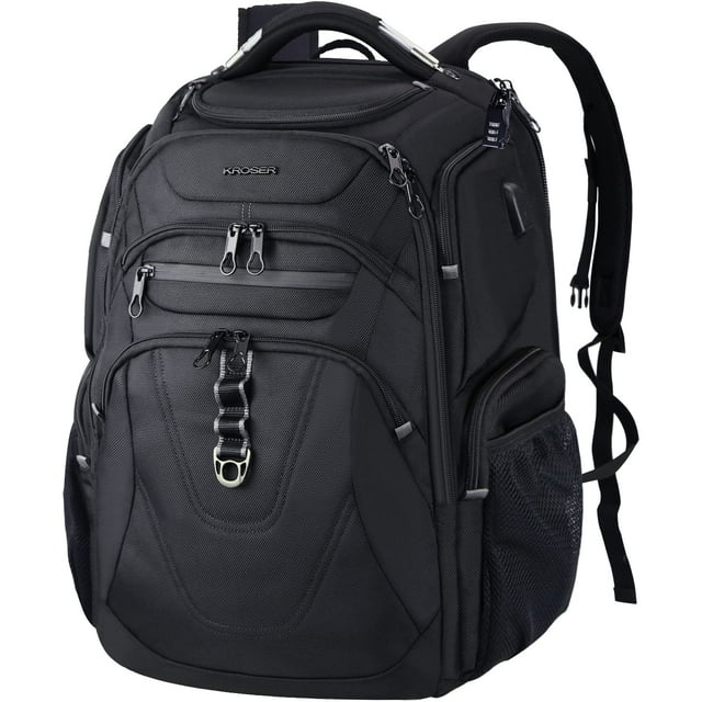 Mochila KROSER TSA Friendly Travel para portátil de 18,4 pulgadas, color negro