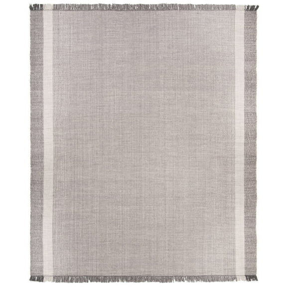 SAFAVIEH Montauk Sharlene Solid Cotton Area Rug, Ivory/Grey, 6' x 9'