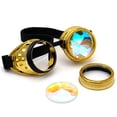 thumbnail image 3 of LELINTA Fation Rainbow Steampunk Goggles Rivet Laser Kaleidoscope Glasses Role Playing Round Glass Crystal Lens Silver Black Pink, 3 of 3
