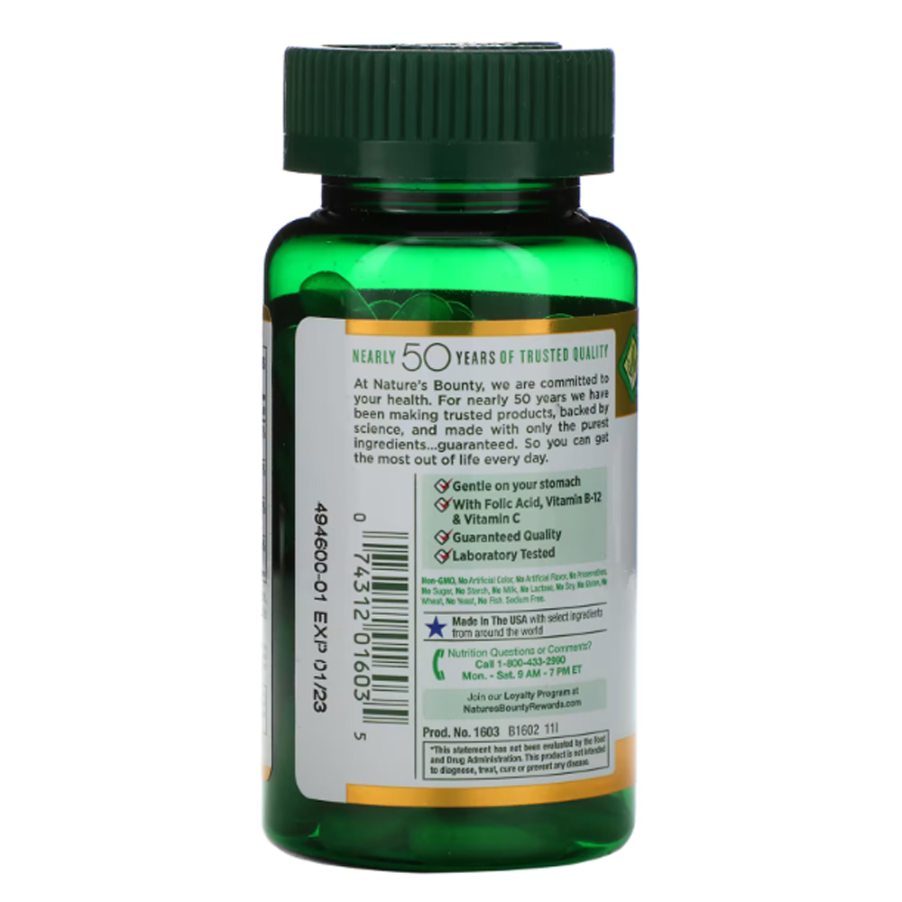 Nature's Bounty Gentle Iron 28 mg 90 Capsules (Pack of 3)