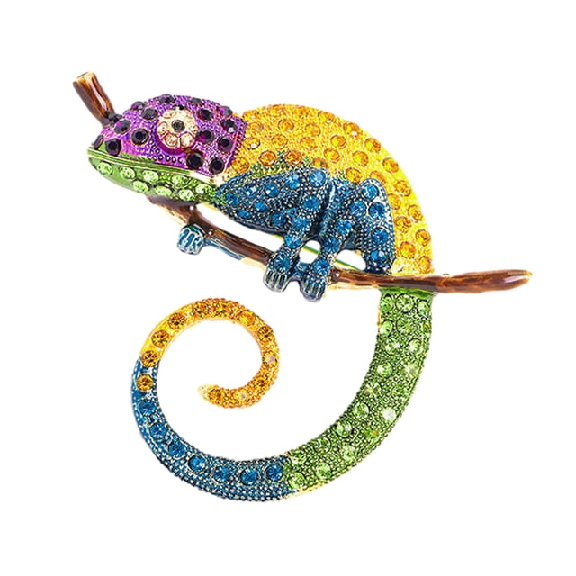 Hioecau Brooch Versatile Lizard Gecko Pin Sparkling Rhinestones Inlaid Glossy Fade-Resistant Finish Badge Sweaters Scarves Handbags Hats Accessories