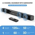thumbnail image 5 of 60W Sound Bars for TV with Subwoofer, 2.1 Deep Bass Small Soundbar Monitor Speaker Home Theater Surround System PC Gaming Bluetooth/AUX/Optical Connection, Wall Mountable, 5 of 6