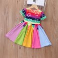 thumbnail image 2 of Pejock 18M-6 Years Baby Girls Layered Tulle Tutu Dress Toddler Kids Baby Girls Fashion Cute Short Sleeve Sweet Rainbow Stitching Ruffle Dress, 2 of 5