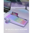 thumbnail image 3 of SABLUTE Combo Clavier et Souris Sans Fil, 9 Effets Rétroéclairés, Repose-Poignet, Support pour Téléphone, Claviers Ergonomiques Sans Décalage 2,4G, Recher, 3 of 8
