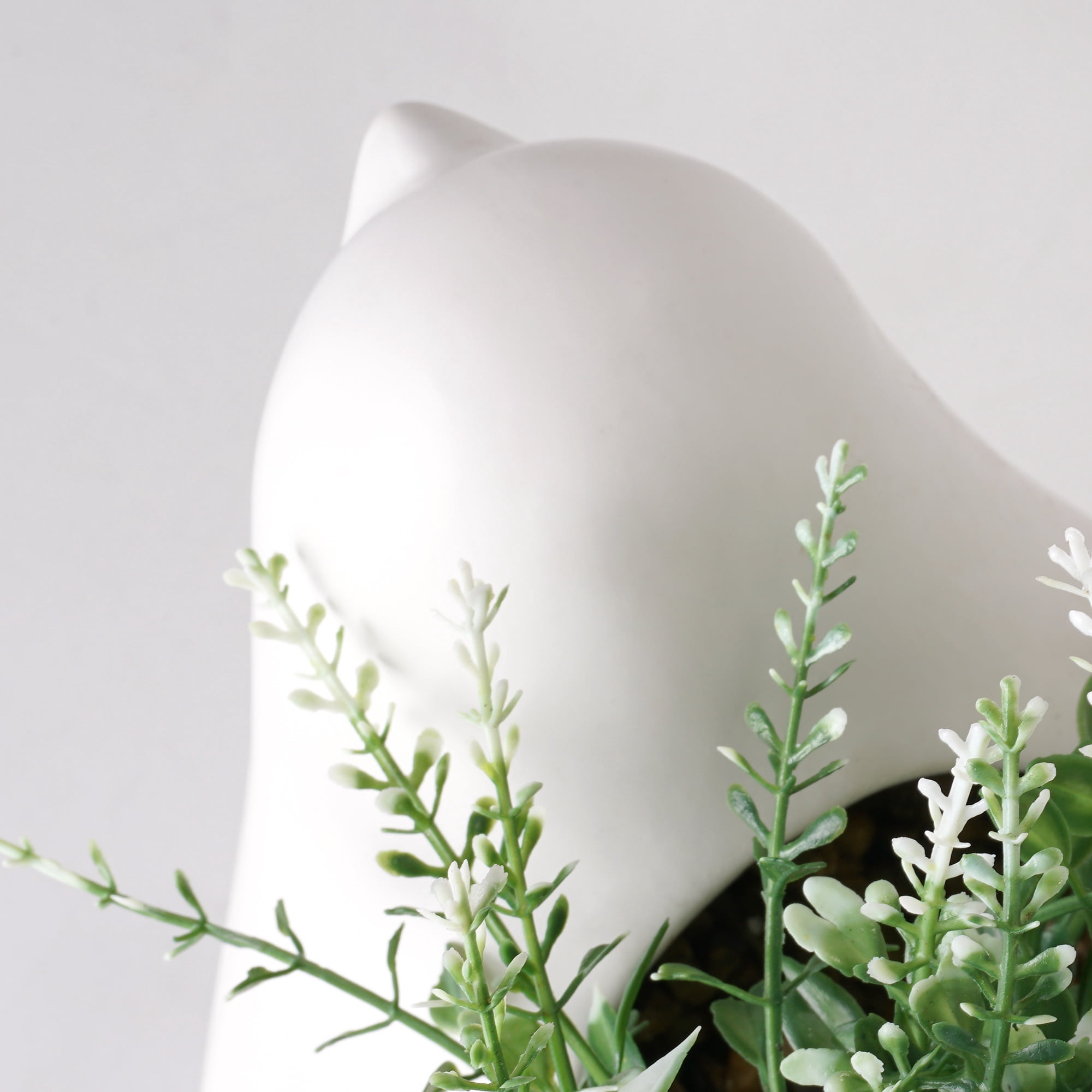 (2 pack) Mainstays 6" Artificial Green Plant in White Ceramic Bird Vase