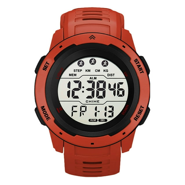 Montre de Course Sportive pour Hommes, Montre de Sport Numérique Résistante à l'Usure Multifonctionnelle Lumineuse pour l'Extérieur Jaune,Noir,Gris,Vert,Rouge