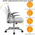 thumbnail image 3 of REKHH Desk Chair Mesh Computer Office Chair with Wheels Ergonomic Height Adjustable Swivel Flip-up Arms and Lumbar Support, Grey, 3 of 10