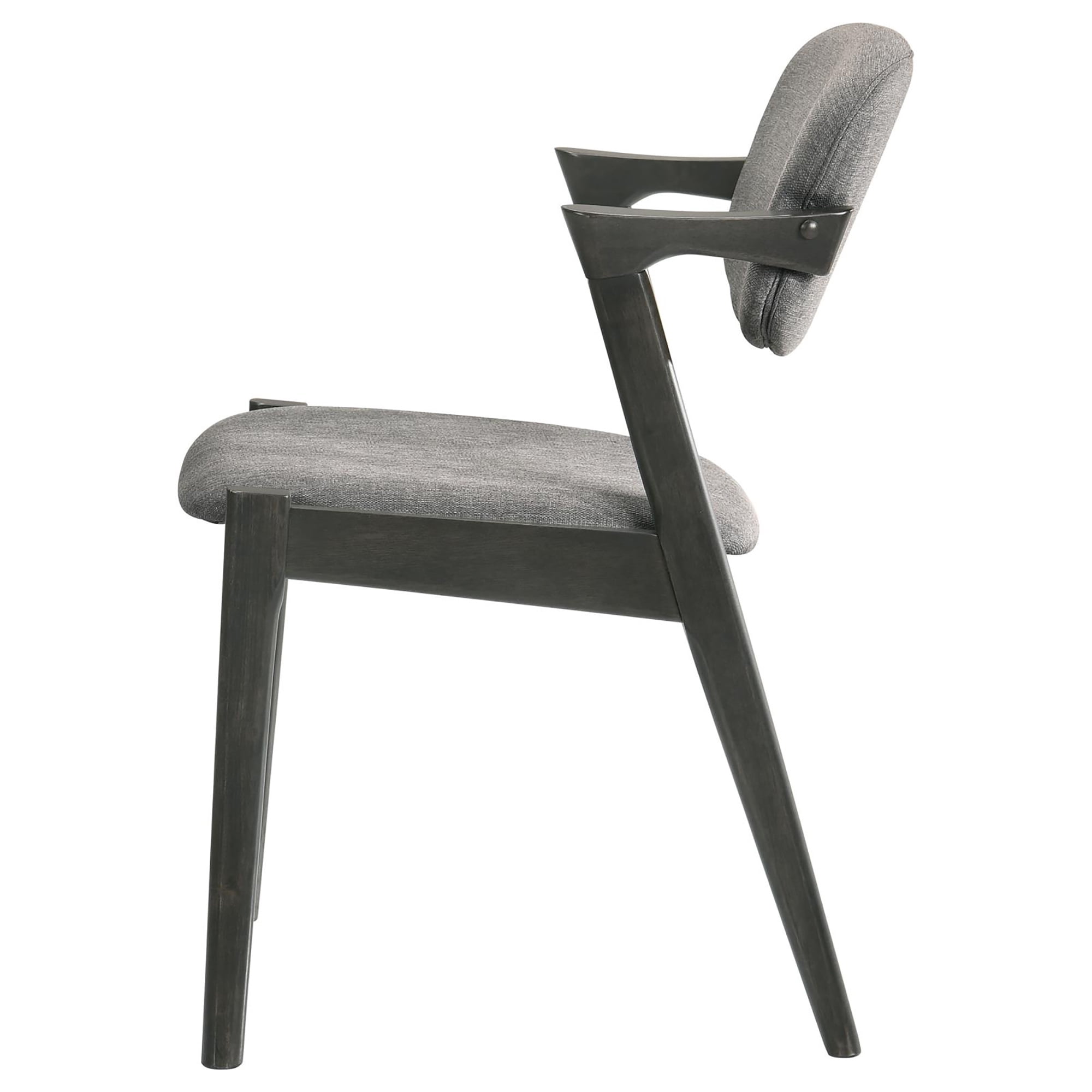 Mid-Century Modern Dining Chairs Set of 2 - Brown Grey Upholstered Seat & Back, Black Frame, Z-Shape Design - Perfect for Kitchen & Dining Room (30"H x 20.25"W)